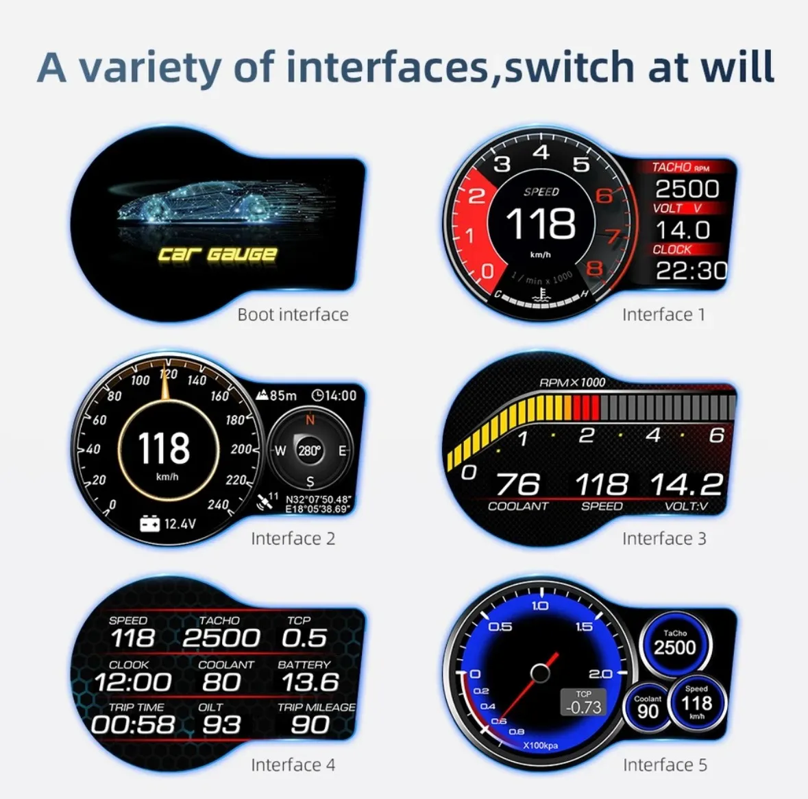 Velocímetro Contagiro Temperatura Hud Head Up Display Obd2 - Imagem 3