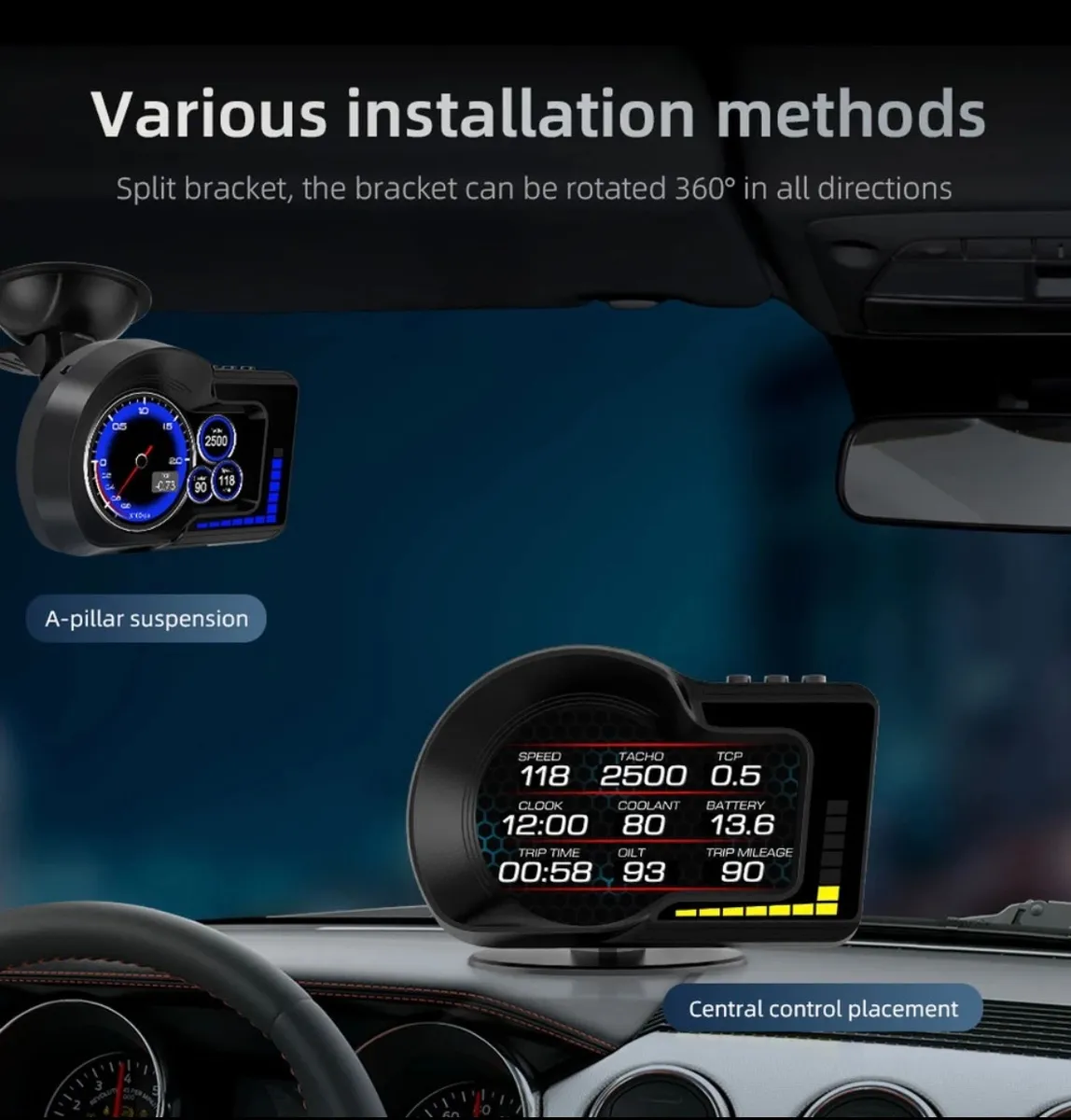 Velocímetro Contagiro Temperatura Hud Head Up Display Obd2 - Imagem 5